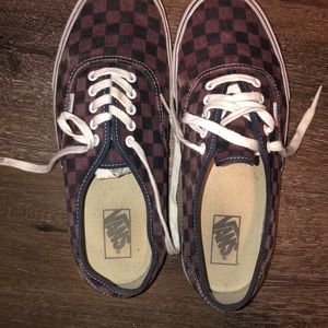 Black and maroon checkered vans-size 10